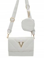 Victoria J. - torebka listonoszka portfelik przeszycia biały VJ-954