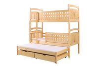Łóżko ZOSIA piętrowe drewniane trzyosobowe SOSNA 80x160 dla dzieci materace