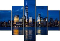 70 100CM OBRAZ 5 ELEM NOWY JORK RZEKĄ HUDSON DRUK PŁÓTNO