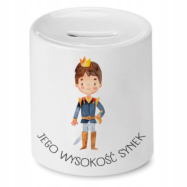 Skarbonka Dla Syna Jego Wysokość Synek Prezent Z Nadrukiem Ze Zdjęciem zdjęcie 1