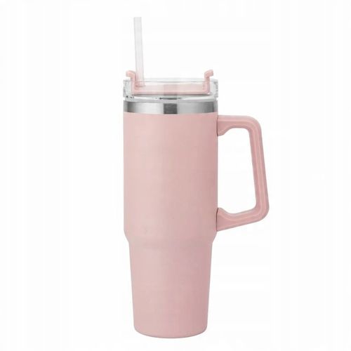 Kubek termiczny do samochodu z uchwytem i słomką Altom Design różowy 880 ml na Arena.pl