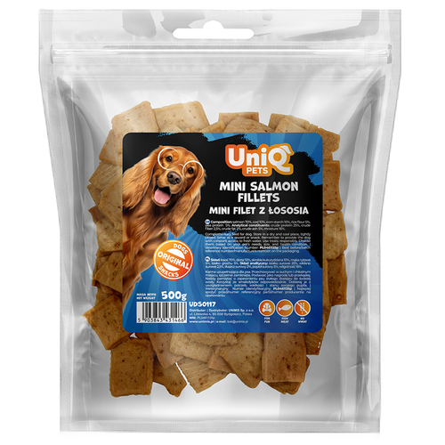 Przysmaki dla psa smaczki mini filet z łososia 500g UNIQ PETS na Arena.pl