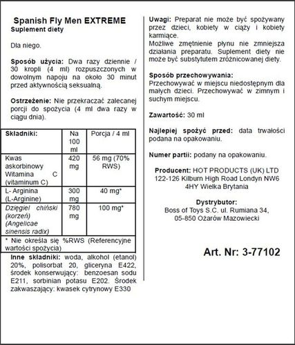 Supl.diety-Spain Fly Extreme Men- 30Ml na Arena.pl