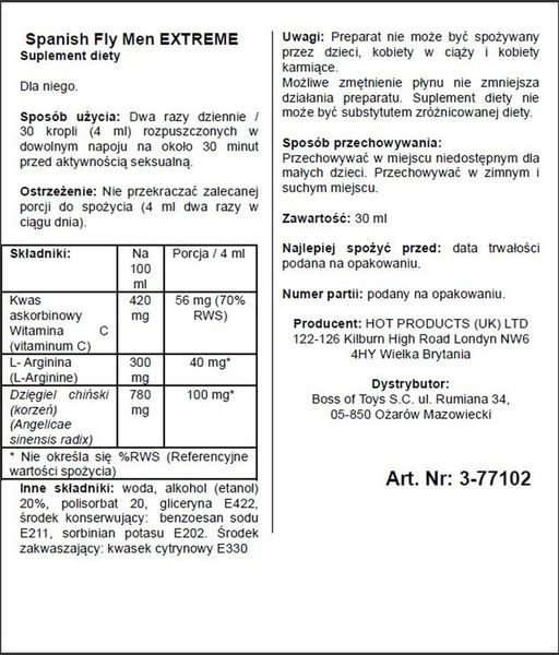 Supl.diety-Spain Fly Extreme Men- 30Ml zdjęcie 2