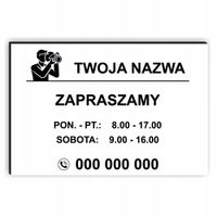TABLICZKA Tablica Godziny Otwarcia 30x20 cm Do Sklepu Biura Firmy nadruk uv