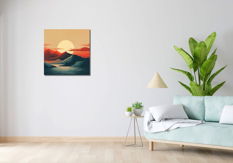 Obraz 60x60cm Zachód Słońca nad Górami zdjęcie 2