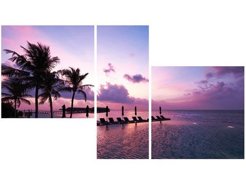 90X50CM OBRAZ MAGICZNY ZACHÓD SŁOŃCA MALEDIWACH TRÓJ OBRAZ ŚCIANY na Arena.pl