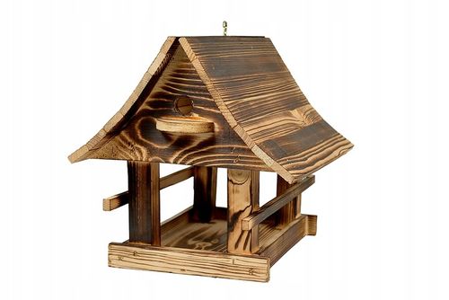 Solidny Drewniany KARMNIK XXL DLA PTAKÓW karmik opalane drewno na Arena.pl