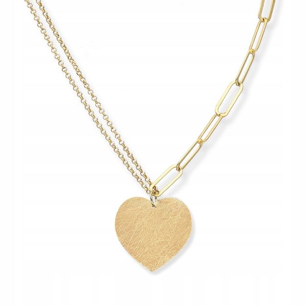 NASZYJNIK SREBRNY POZŁACANY Z SERCEM zdjęcie 1