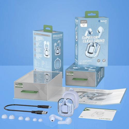 Dokanałowe słuchawki bezprzewodowe TWS Bluetooth jasnoniebieski na Arena.pl