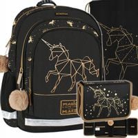 PLECAK TORNISTER SZKOLNY JEDNOROŻEC ZŁOTY DLA DZIEWCZYNKI PIÓRNIK WOREK 3EL