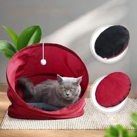 Legowisko dla Kota 2w1 Budka z Tunelem i Poduszką, Rozmiar L, Czerwone