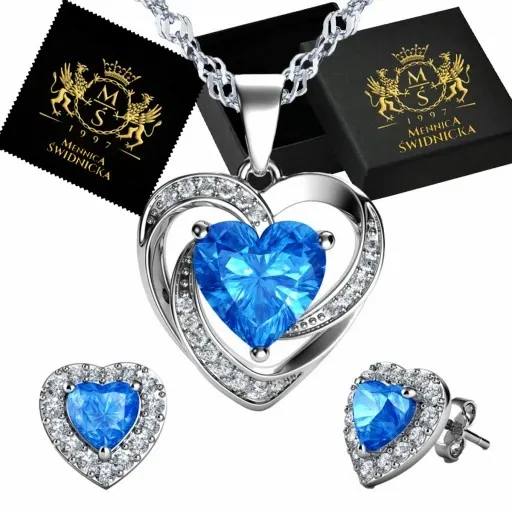 Mennica Świdnicka - Serca Zestaw Prezent na Urodziny Komplet Srebro zdjęcie 1