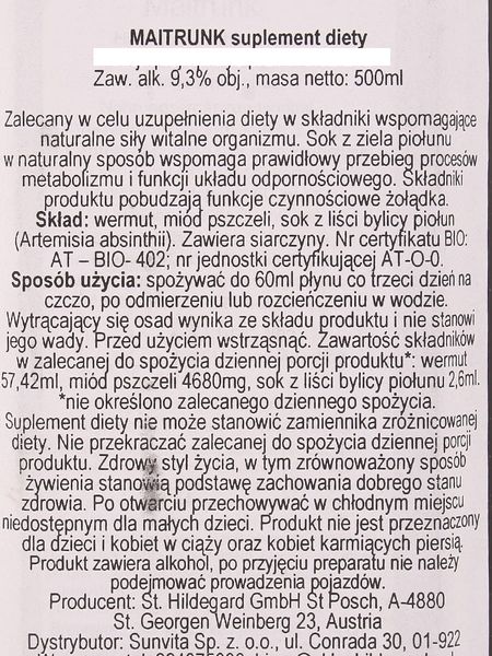 Maitrunk nalewka piołunowa - Hildegard - 500ml na Arena.pl