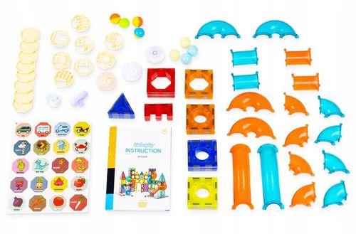 KLOCKI MAGNETYCZNE KONSTRUKCYJNE ŚWIECĄCY TOR PANELE 75 elementów na Arena.pl