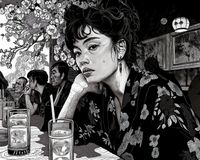 Plakat 50x40cm Czarne Kimono