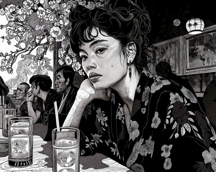Plakat 50x40cm Czarne Kimono zdjęcie 1