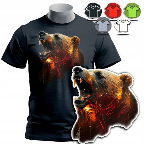 KOSZULKA T-SHIRT MĘSKI WZORY DO WYBORU - NIEDŹWIEDŹ MIŚ ZWIERZE DZIK - 3XL na Arena.pl