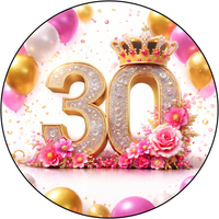 Opłatek na tort  Urodziny 30 Okazjonalny