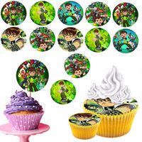 OPŁATEK na BABECZKI MUFFINKI zestaw na urodziny 12szt. - BEN10 TEN BAJKA