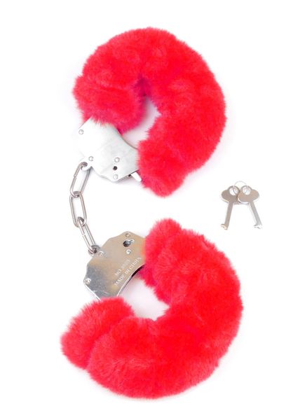 Kajdanki Fetish B - Series- Furry Cuffs Red zdjęcie 1