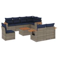 9-cz. zestaw wypoczynkowy do ogrodu, z poduszkami, szary