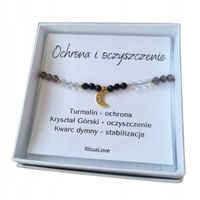 BRANSOLETKA Z KAMIENI NATURALNYCH TURMALIN KRYSZTAŁ OCHRONA OCZYSZCZENIE