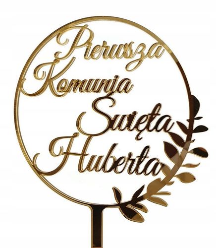 Topper na komunię z imieniem złoty Pierwsza Komunia IMIĘ złote lustro tort na Arena.pl