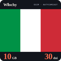Karta eSIM Internet Włochy 10 GB na 30 dni - bez rejestracji