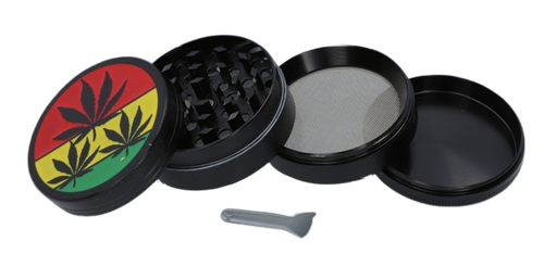Czarny Grinder Młynek do Suszu Tytoniu Ziół CBD z Listkami Konopi Rasta na Arena.pl