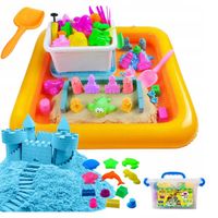 PIASKOWNICA PIASEK KINETYCZNY 3KG ZESTAW FOREMKI DMUCHANY BASEN ŁOPATKA