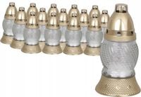 Znicz szklany na grób 15 szt DUŻY biały lampion 16cm z WKŁADEM palenia