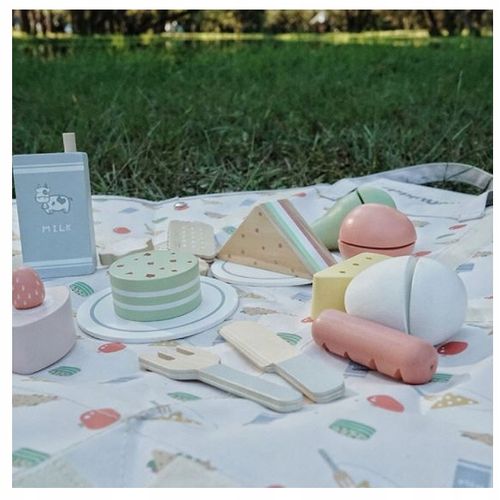 Drewniany Zestaw Piknikowy Dla Dzieci Nunukids Piknik Torba Mata Akcesoria na Arena.pl