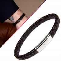 Bransoletka, Bransoletka męska, Bransoletka męska skórzana 8mm 195mm