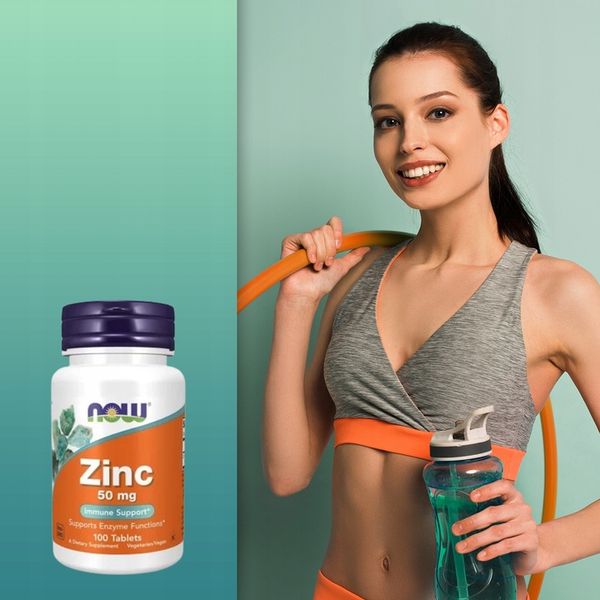 NOW FOODS CYNK 50MG GLUKONIAN SKÓRA ODPORNOŚĆ 100T zdjęcie 3