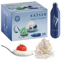 NABOJE N2O DO SYFONU DO BITEJ ŚMIETANY DEKORATORA DOZOWNIKA 25 SZTUK KAYSER