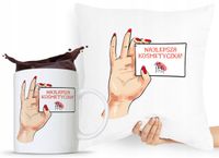 Zestaw Poduszka + Kubek Kosmetyczki Makijażystki Z Nadrukiem Ze Zdjęciem