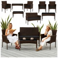 MEBLE OGRODOWE RATTANOWE ZESTAW LUIZA BRĄZ 4 OSOBOWY 2 FOTELE SOFA STOLIK