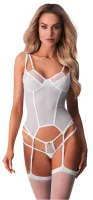 obsessive arrowel basque 2xl/3xl z koronką, biała, regulowana