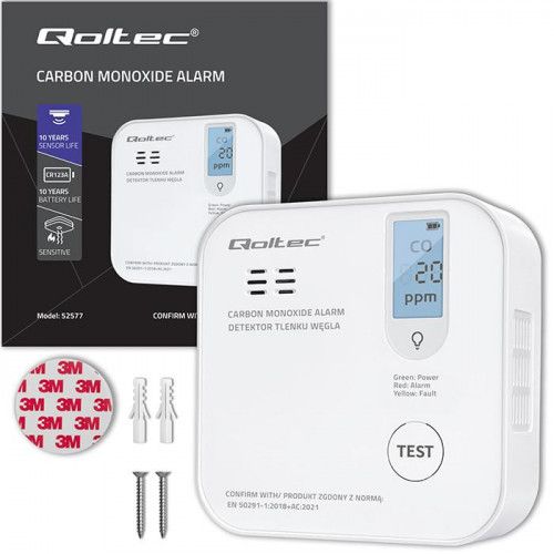 Qoltec Certyfikowany bezprzewodowy Czujnik tlenku węgla (czadu) z bate na Arena.pl