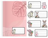 NAKLEJKI NA ZESZYT ZESZYTY NALEPKA 8szt - KRÓLIK ZWIERZĘTA + GRATIS