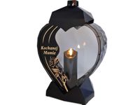 MAMA MAMIE ZNICZ ZNICZE LAMPION NA GRÓB SERCE RÓŻA ZŁOTO+ŚWIECA LED CZARNA