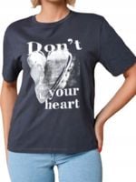 Bluzka z metalicznym nadrukiem koszulka bawełna SINSAY t-shirt grafit L