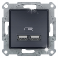 GNIAZDO ŁADOWARKA 2x USB SCHNEIDER ASFORA ANTRACYT