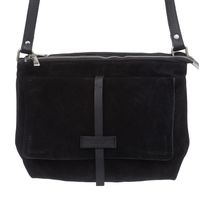 VERA PELLE torebka damska zamszowa listonoszka z klapą na ramię V525 czarna