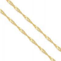 Złoty łańcuszek 375 silny splot singapur 44cm elegancki na chrzest komunię