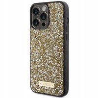 Etui Guess do Apple iPhone 15 Pro Max hardcase Rhinestone Metal Logo żółty