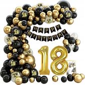GIRLANDA BALONOWA NA 18 ZESTAW BALONY ZŁOTE KONFETTI TAŚMA KLEJ 88el