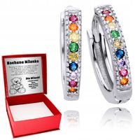 Srebrne Kolczyki 925 Kolorowe Kółka dla Dzieci