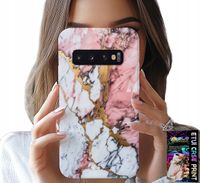 ETUI DO SAMSUNG GALAXY S10 PLUS - RÓŻOWO BIAŁY MARMUREK, KAMIENNE WZORY